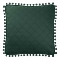 Poszewka z pomponami 45x45 zielona butelkowa Pompoo pompony romby glamour dekoracyjna do narzuty Poszewka z pomponami 45x45 zielona butelkowa Pompoo pompony romby glamour dekoracyjna do narzuty