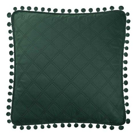 Poszewka z pomponami 45x45 zielona butelkowa Pompoo pompony romby glamour dekoracyjna do narzuty Poszewka z pomponami 45x45 zielona butelkowa Pompoo pompony romby glamour dekoracyjna do narzuty