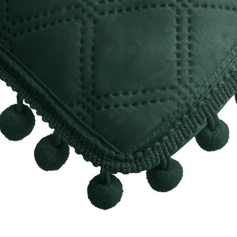 Poszewka z pomponami 45x45 zielona butelkowa Pompoo pompony romby glamour dekoracyjna do narzuty Poszewka z pomponami 45x45 zielona butelkowa Pompoo pompony romby glamour dekoracyjna do narzuty