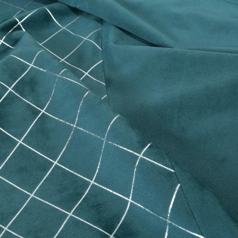 Zasłona 140x250 Karina 2 turkusowa srebrna romby welurowa gotowa na przelotkach Eurofirany Zasłona 140x250 Karina 2 turkusowa srebrna romby welurowa gotowa na przelotkach Eurofirany