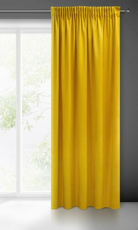 Zasłona 140x270 Sibel musztardowa welurowa gotowa na taśmie Pierre Cardin Zasłona 140x270 Sibel musztardowa welurowa gotowa na taśmie Pierre Cardin