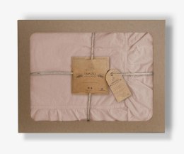 Pościel bawełniana 200x220 pudrowa różowa wykończona falbanką Camelio Roses Stonewashed