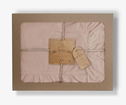 Pościel bawełniana 200x220 pudrowa różowa wykończona falbanką Camelio Roses Stonewashed Pościel bawełniana 200x220 pudrowa różowa wykończona falbanką Camelio Roses Stonewashed