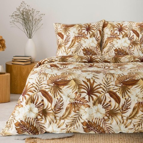 Pościel bawełniana 220x200 Classic 04 liście kwiaty kremowa brązowa palmy Eurofirany Pościel bawełniana 220x200 Classic 04 liście kwiaty kremowa brązowa palmy Eurofirany