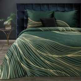 Pościel satynowa 160x200 Premium 3 zielona złota liście Eurofirany