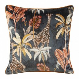 Poszewka dekoracyjna 45x45 Velvet 22 liście palmy żyrafa botanika czarna ruda welurowa Eurofirany