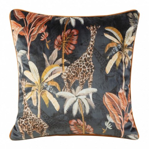 Poszewka dekoracyjna 45x45 Velvet 22 liście palmy żyrafa botanika czarna ruda welurowa Eurofirany