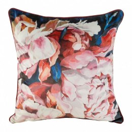 Poszewka dekoracyjna 45x45 Velvet 24 kwiaty granatowa czerwona welurowa Eurofirany
