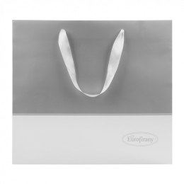 Torba prezentowa Silver papierowa duża 40x12x36 srebrna biała ozdobna Eurofirany