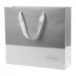 Torba prezentowa Silver papierowa duża 40x12x36 srebrna biała ozdobna Eurofirany