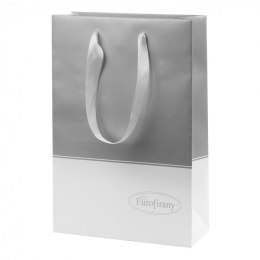 Torba prezentowa Silver papierowa mała 24x10x35 srebrna biała ozdobna Eurofirany