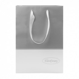 Torba prezentowa Silver papierowa mała 24x10x35 srebrna biała ozdobna Eurofirany