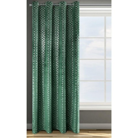 Zasłona 140x250 Moly zielona srebrna welurowa gotowa na przelotkach Zasłona 140x250 Moly zielona srebrna welurowa gotowa na przelotkach