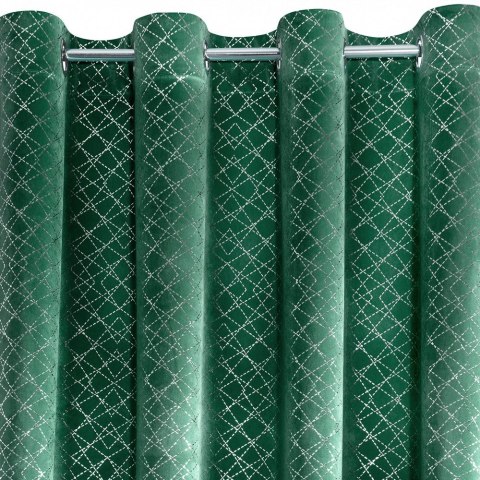 Zasłona 140x250 Moly zielona srebrna welurowa gotowa na przelotkach Zasłona 140x250 Moly zielona srebrna welurowa gotowa na przelotkach