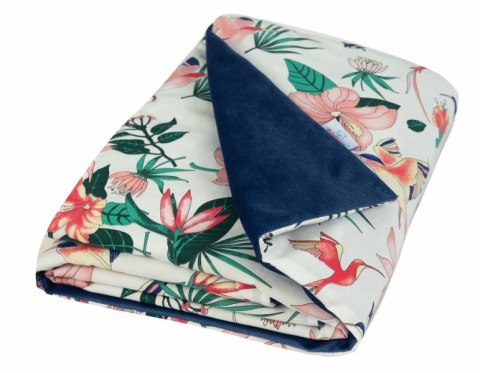 Kocyk dziecięcy 75x100 Velvet 6 kwiaty granatowy biały botanika bawełniany niemowlęcy Kocyk dziecięcy 75x100 Velvet 6 kwiaty granatowy biały botanika bawełniany niemowlęcy