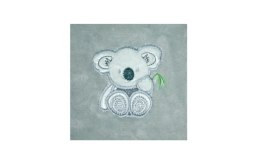 Kocyk dziecięcy 95x95 Miś Koala 42 szary z kapturkiem do fotelika z mikrofibry