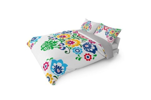 Pościel bawełniana 160x200 3612 A Łowicka wycinanka biała szara kolorowa kwiaty kurpiowska dwustronna Holland Home 2 Pościel bawełniana 160x200 3612 A Łowicka wycinanka biała szara kolorowa kwiaty kurpiowska dwustronna Holland Home 2