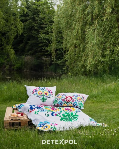 Pościel bawełniana 160x200 3612 A Łowicka wycinanka biała szara kolorowa kwiaty kurpiowska dwustronna Holland Home 2 Pościel bawełniana 160x200 3612 A Łowicka wycinanka biała szara kolorowa kwiaty kurpiowska dwustronna Holland Home 2