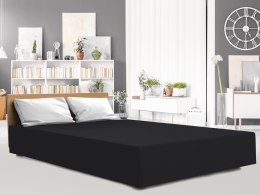 Prześcieradło jersey elastan 220x200 z gumką czarne na wysoki materac 25 cm Luxury