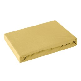 Prześcieradło jersey z gumką 140x200 musztardowe na wysoki materac 30 cm 125 g/m2