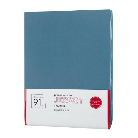 Prześcieradło jersey z gumką 160x200 niebieskie na wysoki materac 30 cm 125 g/m2 Prześcieradło jersey z gumką 160x200 niebieskie na wysoki materac 30 cm 125 g/m2