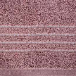 Ręcznik 50x90 Fiore lililowy ciemny 500g/m2 frotte ozdobiony bordiurą w postaci cienkich paseczków Eurofirany
