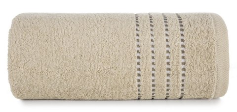 Ręcznik 70x140 Fiore beżowy 500g/m2 frotte ozdobiony bordiurą w postaci cienkich paseczków Eurofirany Ręcznik 70x140 Fiore beżowy 500g/m2 frotte ozdobiony bordiurą w postaci cienkich paseczków Eurofirany