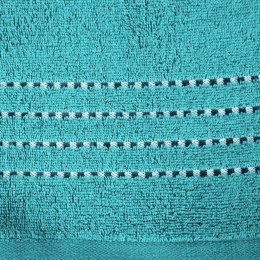 Ręcznik 70x140 Fiore turkusowy jasny 500g/m2 frotte ozdobiony bordiurą w postaci cienkich paseczków Eurofirany