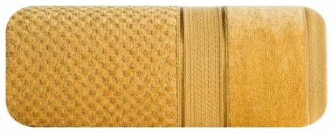 Ręcznik Jessi 30x50 musztardowy 500g/m2 z fakturą wytłaczanej krateczki i welurową bordiurą frotte Eurofirany Ręcznik Jessi 30x50 musztardowy 500g/m2 z fakturą wytłaczanej krateczki i welurową bordiurą frotte Eurofirany
