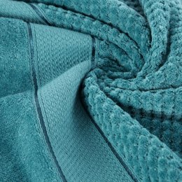 Ręcznik Jessi 30x50 turkusowy 500g/m2 z fakturą wytłaczanej krateczki i welurową bordiurą frotte Eurofirany