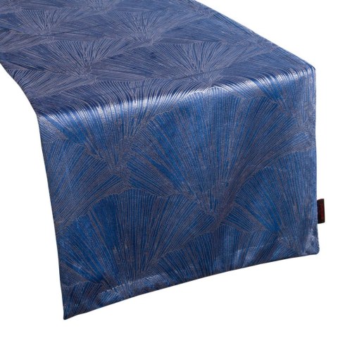 Obrus 40x140 Goja granatowy bieżnik liście miłorzębu Pierre Cardin z błyszczącym nadrukiem welurowy Eurofirany Obrus 40x140 Goja granatowy bieżnik liście miłorzębu Pierre Cardin z błyszczącym nadrukiem welurowy Eurofirany