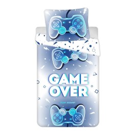Pościel bawełniana 140x200 Game Over niebieska pady 0042 poszewka 70x90 młodzieżowa
