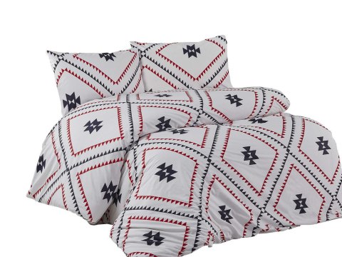 Pościel bawełniana 160x200 Kilim biała czerwona czarna geometria Exclusive 2 Pościel bawełniana 160x200 Kilim biała czerwona czarna geometria Exclusive 2