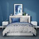 Pościel satynowa 160x200 Elegant 002 geometria niebieska biała czarna dwustronna S 23 Faro Pościel satynowa 160x200 Elegant 002 geometria niebieska biała czarna dwustronna S 23 Faro