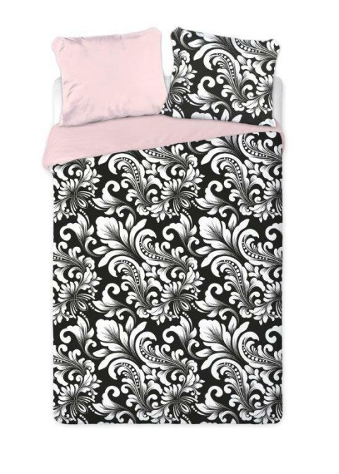 Pościel satynowa 220x200 Elegant 005 orientalna czarna różowa biała liście ornamenty dwustronna S 23 Faro Pościel satynowa 220x200 Elegant 005 orientalna czarna różowa biała liście ornamenty dwustronna S 23 Faro