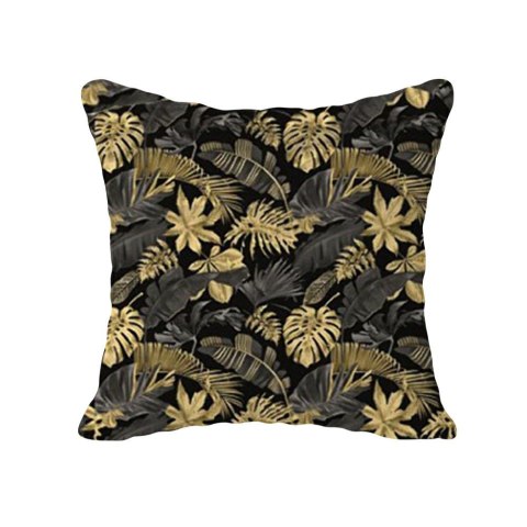 Poszewka bawełniana 50x60 1892E czarna złote liście monstery palmy Poszewka bawełniana 50x60 1892E czarna złote liście monstery palmy