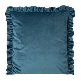 Poszewka dekoracyjna 45x45 Velvet niebieska falbanka welurowa Eurofirany