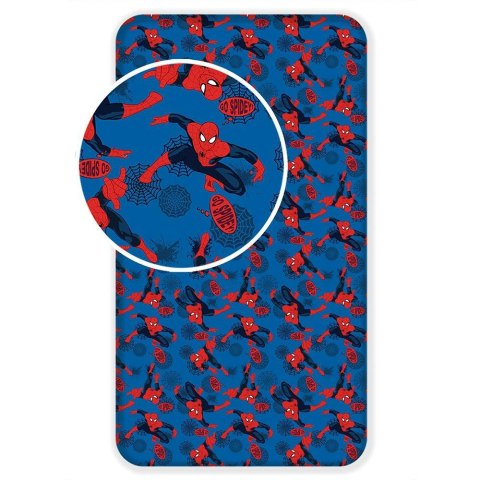 Prześcieradło bawełniane z gumką 90x200 Spiderman Człowiek Pająk niebieskie 9626 dla dzieci Prześcieradło bawełniane z gumką 90x200 Spiderman Człowiek Pająk niebieskie 9626 dla dzieci