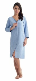 Szlafrok damski 214 XL niebieski podomka na suwak z kieszeniami z wytłaczanym wzorem bawełniany rękaw 7/8 Szlafrok damski 214 XL niebieski podomka na suwak z kieszeniami z wytłaczanym wzorem bawełniany rękaw 7/8