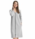 Szlafrok damski 214 XXL szary podomka na suwak z kieszeniami z wytłaczanym wzorem bawełniany rękaw 7/8 Szlafrok damski 214 XXL szary podomka na suwak z kieszeniami z wytłaczanym wzorem bawełniany rękaw 7/8