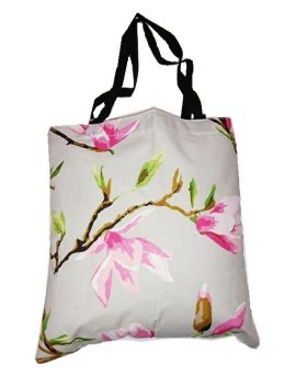 Torba bawełniana na zakupy 37x38 Magnolia różowa na beżowym tle kwiaty 3155