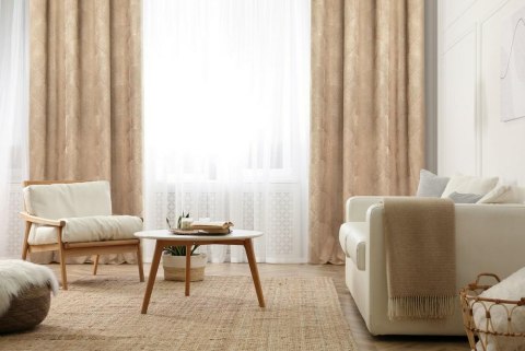 Zasłona 140x250 Goja beżowa welurowa liście miłorzębu na przelotkach Pierre Cardin z błyszczącym nadrukiem Eurofirany Zasłona 140x250 Goja beżowa welurowa liście miłorzębu na przelotkach Pierre Cardin z błyszczącym nadrukiem Eurofirany