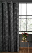 Zasłona 140x250 Goja czarna welurowa liście miłorzębu na przelotkach Pierre Cardin z błyszczącym nadrukiem Eurofirany Zasłona 140x250 Goja czarna welurowa liście miłorzębu na przelotkach Pierre Cardin z błyszczącym nadrukiem Eurofirany