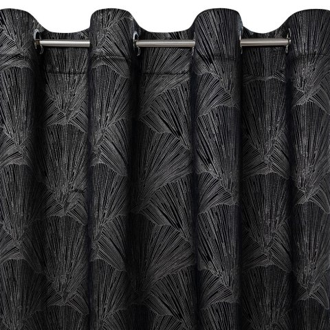 Zasłona 140x250 Goja czarna welurowa liście miłorzębu na przelotkach Pierre Cardin z błyszczącym nadrukiem Eurofirany Zasłona 140x250 Goja czarna welurowa liście miłorzębu na przelotkach Pierre Cardin z błyszczącym nadrukiem Eurofirany