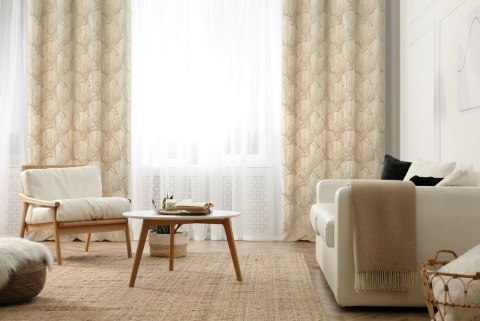 Zasłona 140x250 Goja kremowa welurowa liście miłorzębu na przelotkach Pierre Cardin z błyszczącym nadrukiem Eurofirany Zasłona 140x250 Goja kremowa welurowa liście miłorzębu na przelotkach Pierre Cardin z błyszczącym nadrukiem Eurofirany