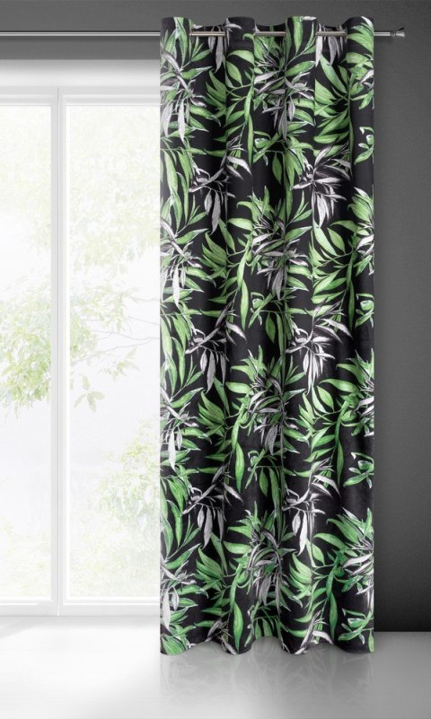 Zasłona 140x250 Zoja czarna zielona liście palmy welurowa zaciemniająca gotowa na przelotkach Pierre Cardin Eurofirany Zasłona 140x250 Zoja czarna zielona liście palmy welurowa zaciemniająca gotowa na przelotkach Pierre Cardin Eurofirany
