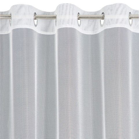 Firana 300x150 Cassie biała gotowa na przelotkach z gładkiej matowej mikrosiateczki z ozdobną złotą koronką Firana 300x150 Cassie biała gotowa na przelotkach z gładkiej matowej mikrosiateczki z ozdobną złotą koronką