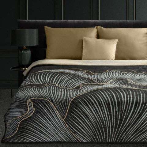 Koc narzuta 150x200 Peonia 1 czarny beżowy kwiaty płatki peonii bawełniany akrylowy dwustronny Limited Collection Eurofirany Koc narzuta 150x200 Peonia 1 czarny beżowy kwiaty płatki peonii bawełniany akrylowy dwustronny Limited Collection Eurofirany