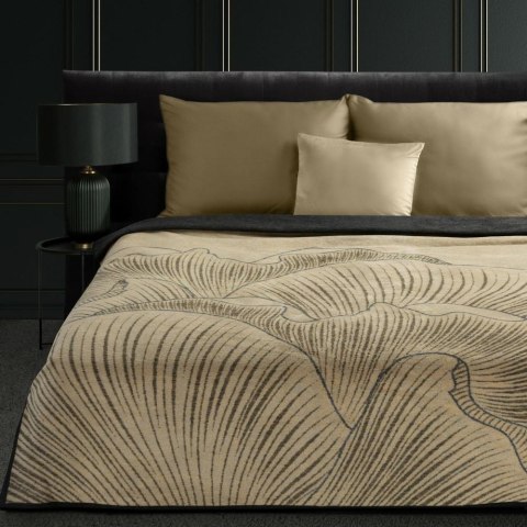 Koc narzuta 150x200 Peonia 1 czarny beżowy kwiaty płatki peonii bawełniany akrylowy dwustronny Limited Collection Eurofirany Koc narzuta 150x200 Peonia 1 czarny beżowy kwiaty płatki peonii bawełniany akrylowy dwustronny Limited Collection Eurofirany