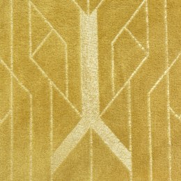 Koc narzuta z mikrofibry 150x200 Ginko 4 miodowy zdobiony srebrnym wzorem geometrycznym Eurofirany